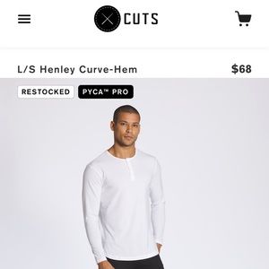 Cuts L/S Henley Curve Hem White